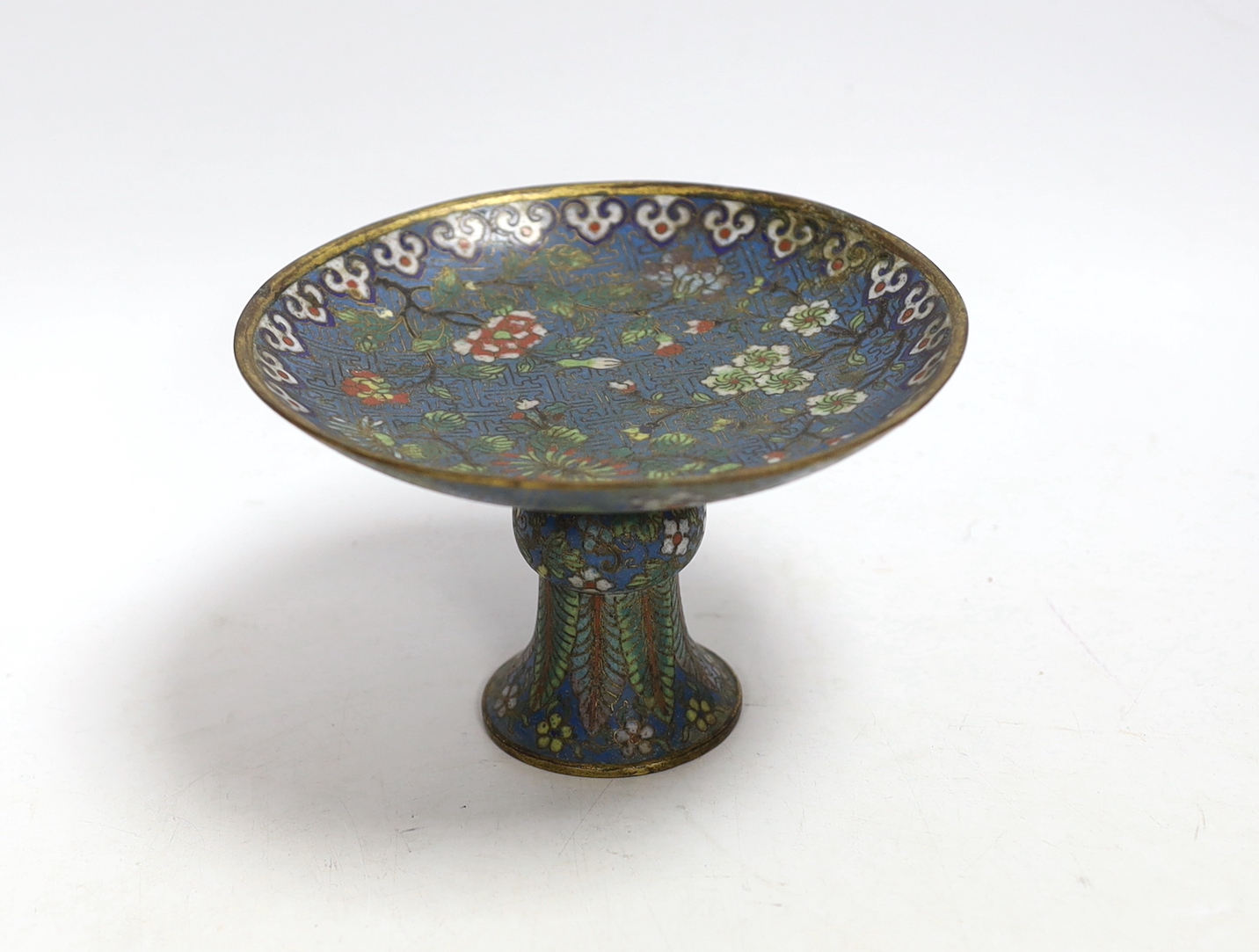 A Chinese cloisonné enamel stem dish, late 19th century, 8cm high